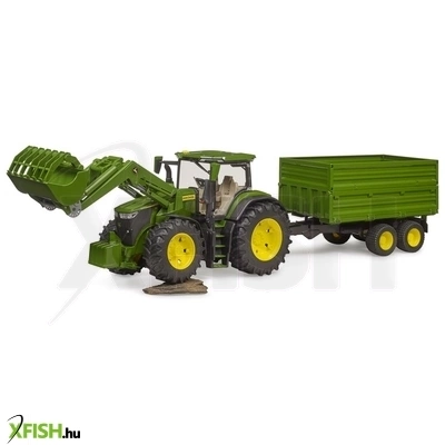 bruder john deere 7r 350 traktor homlokrakodóval és tandemtengelyes billenő pótkocsival