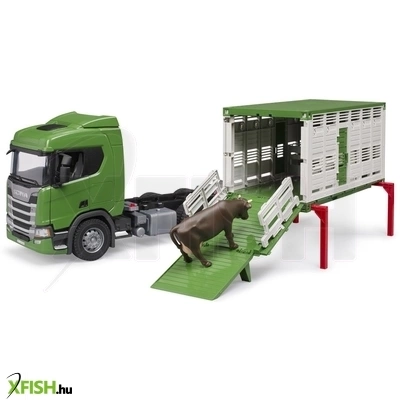 Bruder scania super 560r szarvasmarha-szállító teherautó 1 szarvasmarhával
