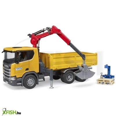bruder scania super 560r építőipari teherautó daruval és 2 raklappal
