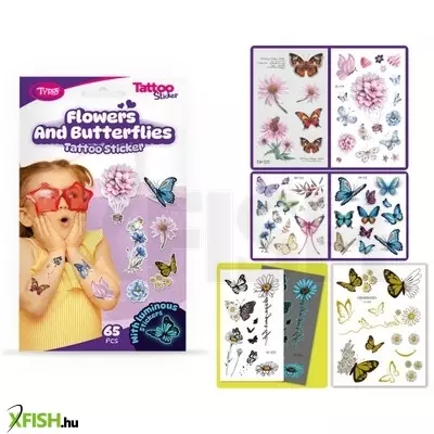 tytoo tyoo pillangók és virágok tetoválás matrica szett