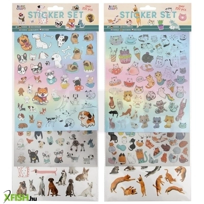 Grafix 100 db-os matrica szett, kutyák és macskák, 2 féle