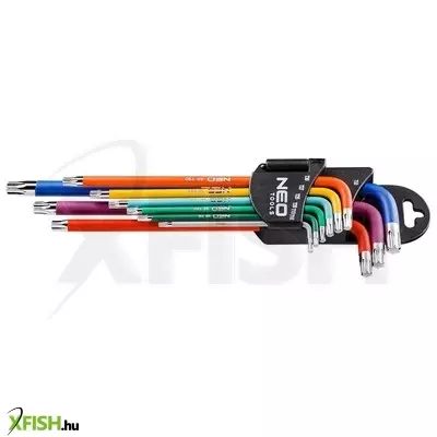 Neotools torxkulcs készlet, t10-t50, 9db, színes, lyukas