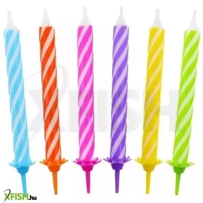 Születésnapi 12 darabos színes spirál gyertya 8 cm