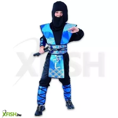Ninja jelmez, kék színű - 120-130-as méret