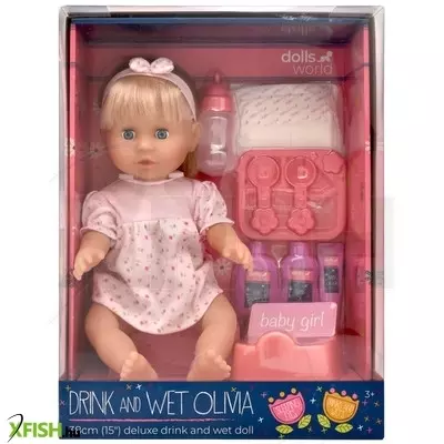 Dolls world baba, olivia, 38 cm, fésülhető, iszik-pisil