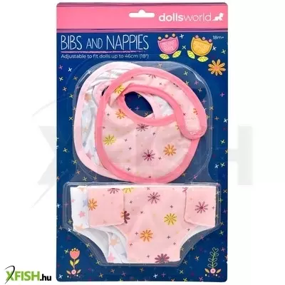 dolls world 2 db textil pelenka és 2 db előke