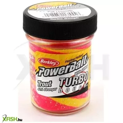 Berkley PowerBait Glitter Turbo Dough Pisztráng csali paszta Pink Lemonade Jar 1.80