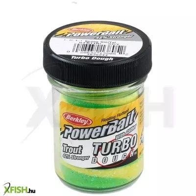 Berkley PowerBait Glitter Turbo Dough Pisztráng csali paszta Spring Green Yellow Jar 1.80