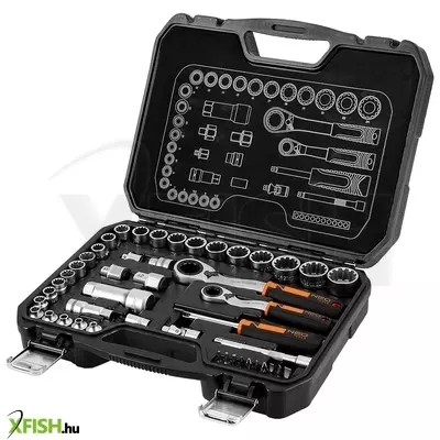 Neotools dugókulcs készlet, átmenő racsnis hajtókarokkal, 1/4- 3/8, 46 db