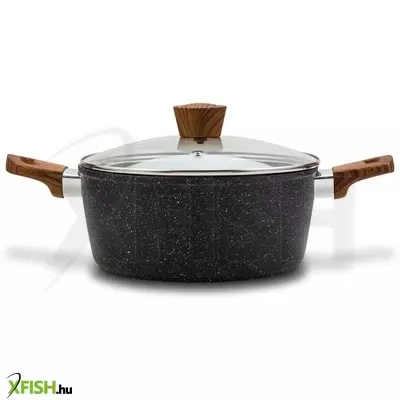 Szász nava 10-144-120 nature tapadásmentes lábas, kőbevonattal, hőálló fogantyú, üvegfedő, 20 cm