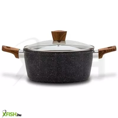 szász nava 10-144-121 nature tapadásmentes lábas, kőbevonattal, hőálló fogantyú, üvegfedő, 24 cm