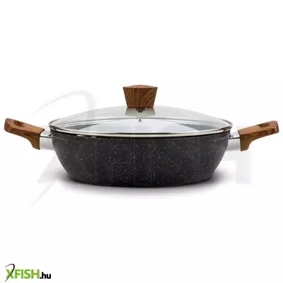 Szász nava 10-144-130 nature tapadásmentes pecsenyesütő, kőbevonattal, hőálló fogantyú, üvegfedő, 28 cm