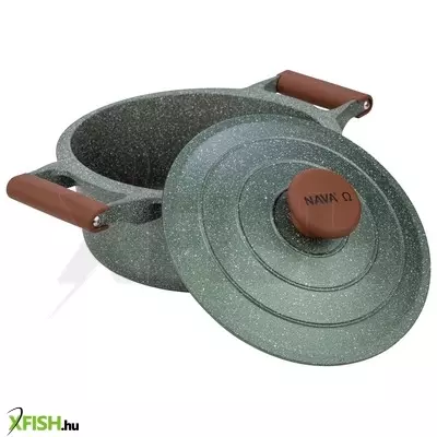 Szász nava 10-255-033 ωmega tapadásmentes öntött alumínium lábas fedővel, kőbevonattal, 28 cm