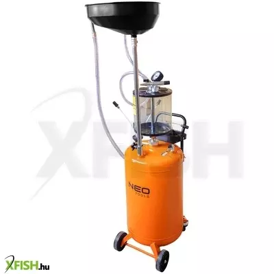 Neotools mobil olajleeresztő/ leszívó készülék, pneumatikus, leeresztő tál 10l, ellenőrzőhenger 10l, gyűjtőtartály 70l