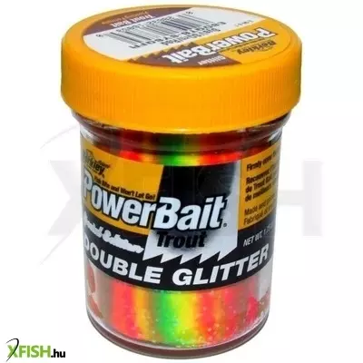 Berkley PowerBait Double Glitter Trout Bait Pisztráng paszta 50g Chartreuse/White/Orange Jar