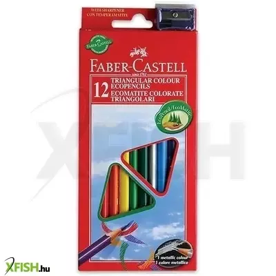 Faber-Castell: ECO háromszög alakú színes ceruza készlet - 12 db-os, ajándék hegyezővel