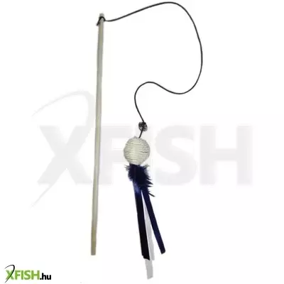 Cilicili pecás macskajáték tollas-szalagos szizálgolyóval