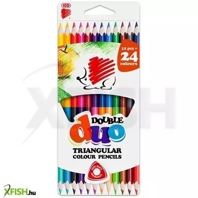ICO kétvégű, 12 darabos, háromszögű színes ceruza