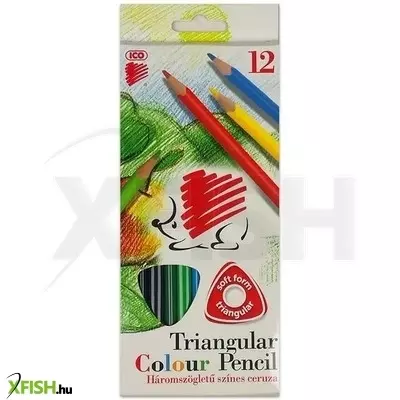 ico süni: 12 darabos háromszög alakú színes ceruza készlet