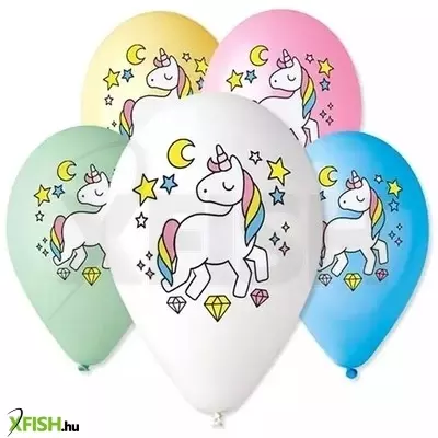 Unikornis mintás 5 darabos lufi - 30 cm