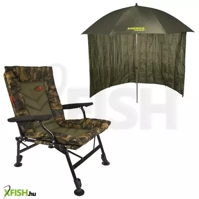 Carp Expert Comfort Camo Horgász Szék 220 Cm-Es Sátras Ernyővel