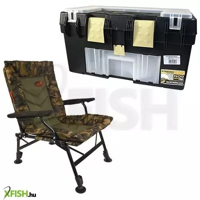 Carp Expert Comfort Camo Horgász Szék Fishing Box Horgász Dobozzal