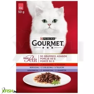 Gourmet Mon Petit Marhával/Borjúval/Báránnyal 6x50g Multipack