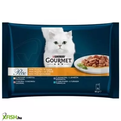 Gourmet perle mini filé szószban pulyka/tonhal/kacsa/bárány 4x85g multipack, 12 db/csomag