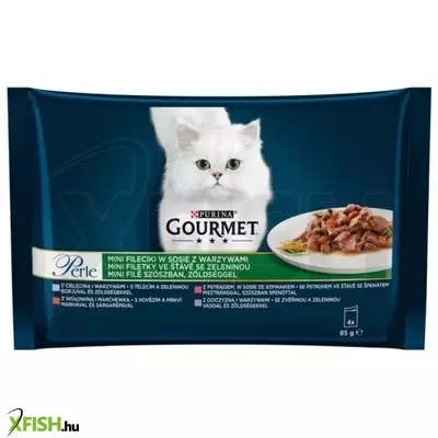 Gourmet perle mini filé szószban borjú/vad/marha/pisztráng 4x85g multipack, 12 db/csomag
