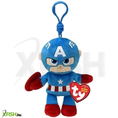Ty beanie babies clip plüss captain america, 8, 5 cm