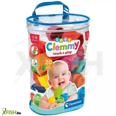 Clemmy 20 db puha építőkocka tárolózsákban