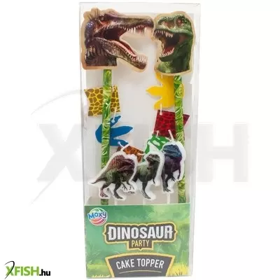 Grafix dínós tortadíszítő 2 pálca, girland, 3 gyertya