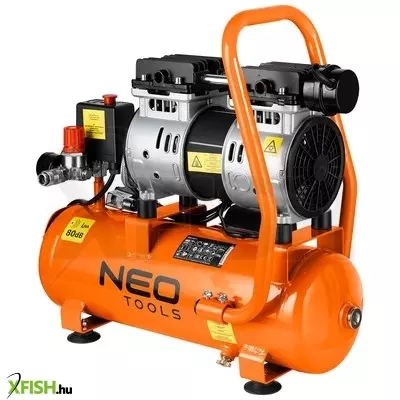 neotools kompresszor, olajmentes, 12l-es, extra csendes, kefementes motorral, 95l/perc, 8bar