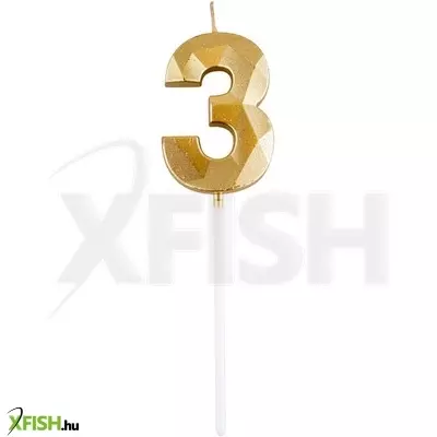 Funny fashion 3-as elegáns számgyertya - arany