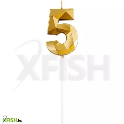 Funny fashion 5-ös elegáns számgyertya - arany