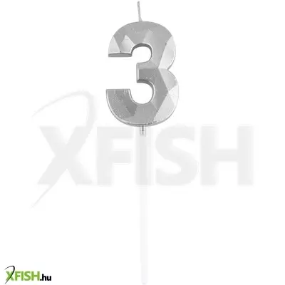 Funny fashion 3-as elegáns számgyertya - ezüst