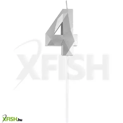 Funny fashion 4-es elegáns számgyertya - ezüst