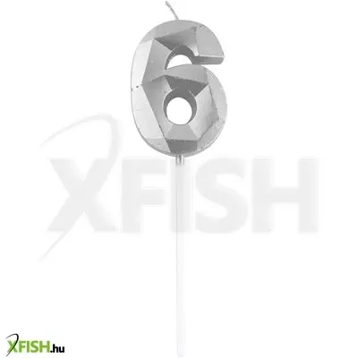 Funny fashion 6-os elegáns számgyertya - ezüst