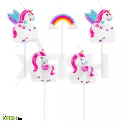 Unikornis gyertyák szivárvánnyal - 5 darabos