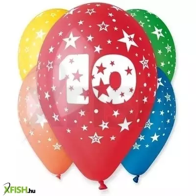 Színes számos lufi, csillagos 5 darabos - 10