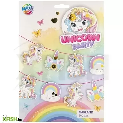 grafix unikornis papír girland, 3 m, 14 zászló