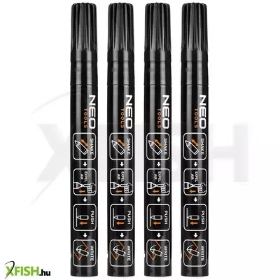 Neotools 4db jelölőfilc, lakkfilc, vízálló festékkel, alu festéktartály házzal, fekete, vastag hegyű