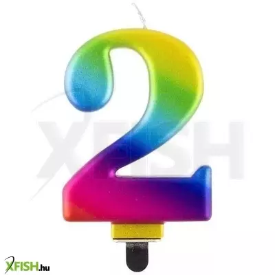 Szivárvány színű születésnapi számgyertya, 8 cm - 2