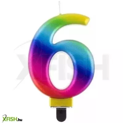 Szivárvány színű születésnapi számgyertya, 8 cm - 6