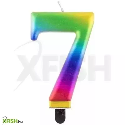 Szivárvány színű születésnapi számgyertya, 8 cm - 7