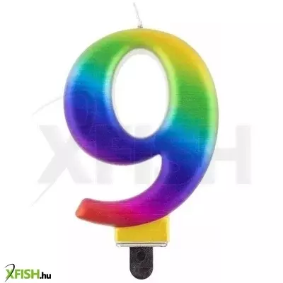Szivárvány színű születésnapi gyertya, 8 cm - 9
