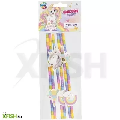 grafix unikornis papírszívószál, 19, 5 cm, 6 db