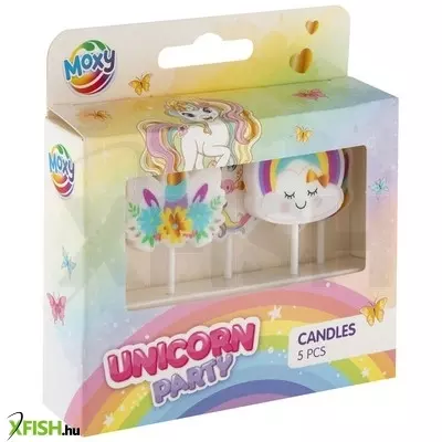 Grafix 3d unikornis gyertya, 7 cm, 5 db