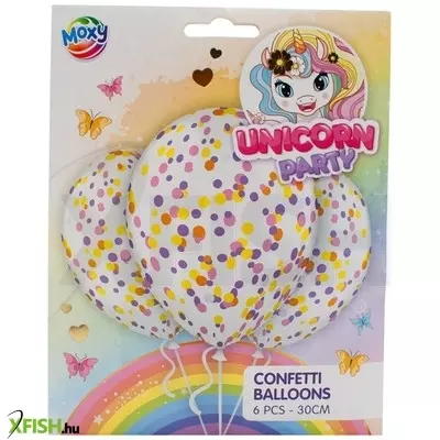 Grafix unikornis konfettis lufi, 30 cm, 6 db