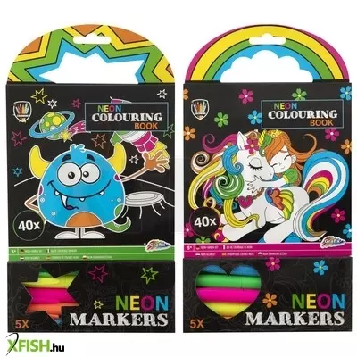 Grafix neon kifestő, 40 lap, 15x15 cm, 5 filctoll, 2 féle